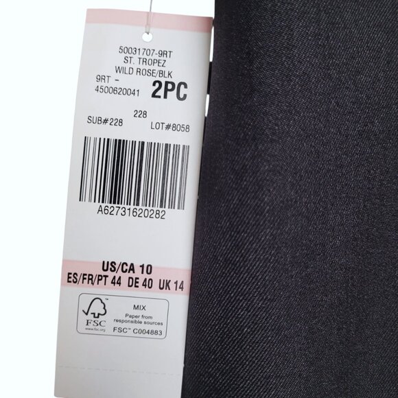 Le Suit Jacket Skirt Suit Womens 10 Pink Black 2PC Business Casual Career Office - Picture 9 of 16